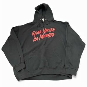 Real Hasta La Muerte, Anuel AA Album,Unisex, Black Hoodie Red Print